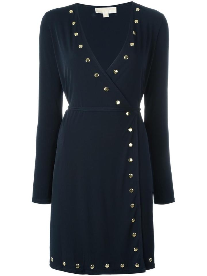 Michael Michael Kors Studded Wrap Dress, Women's, Size: Small, Blue, Polyester/spandex/elastane