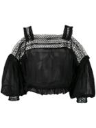 Charo Ruiz Shoulder Cutout Woven Detail Blouse - Black