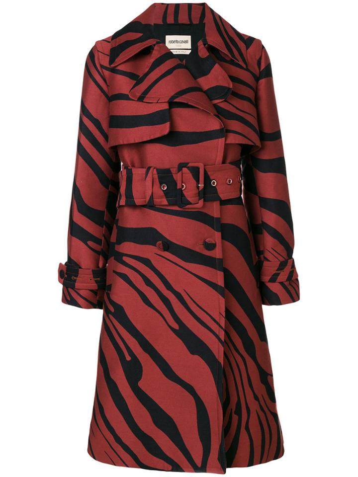 Roberto Cavalli Zebra Trench Coat - Red