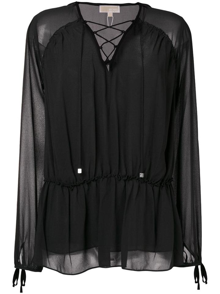 Michael Michael Kors Lace Up Blouse - Black