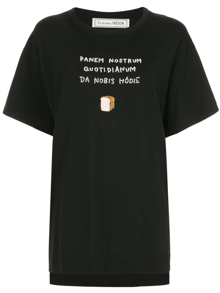 Tu Es Mon Trésor Bead Embroidered T-shirt - Black