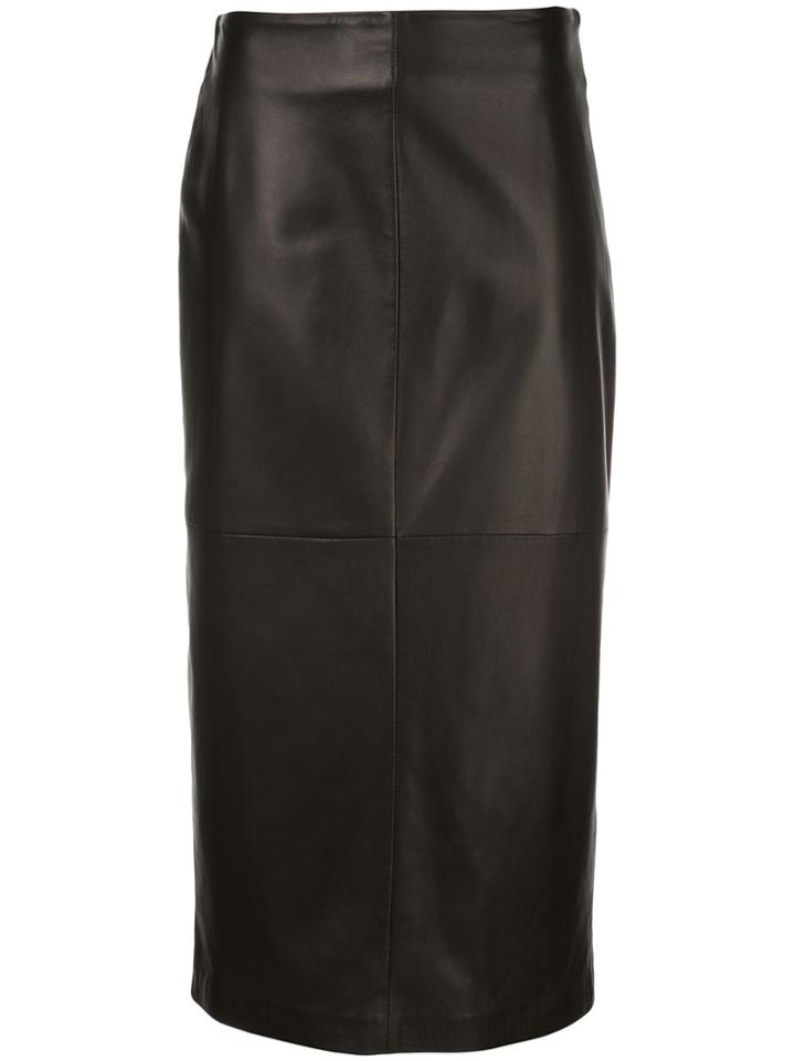 Brunello Cucinelli Leather Pencil Skirt - Black