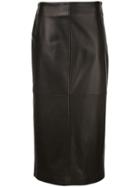 Brunello Cucinelli Leather Pencil Skirt - Black