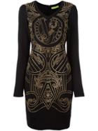 Versace Jeans Studded Fitted Mini Dress, Women's, Size: 42, Black, Cotton/polyamide/modal