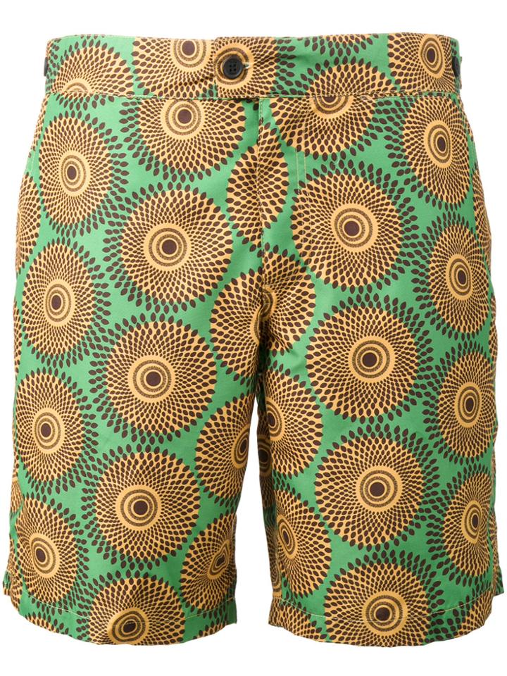 Okun Patrice Circle Print Swim Shorts - Yellow & Orange