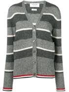 Thom Browne Wide Repp Stripe Relaxed Cardigan - Grey