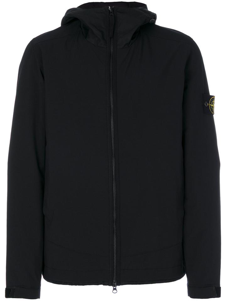 Stone Island Logo Patch Hooded Jacket - Black