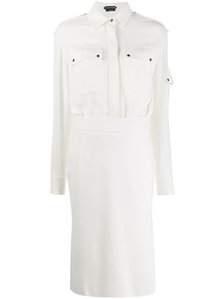 Tom Ford Military Shirt Midi Dress - White