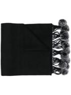 N.peal Fur Bobble Scarf - Black