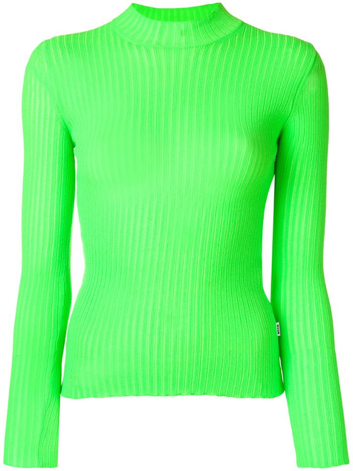 Msgm High-neck Ribbed Top - Green