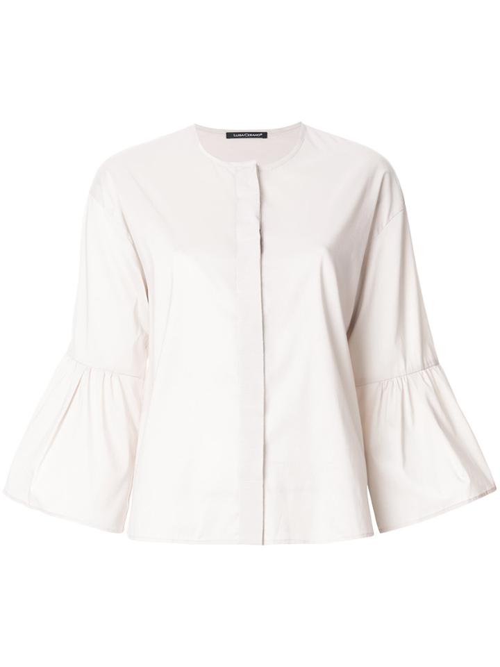 Luisa Cerano Trumpet Sleeve Top - Nude & Neutrals