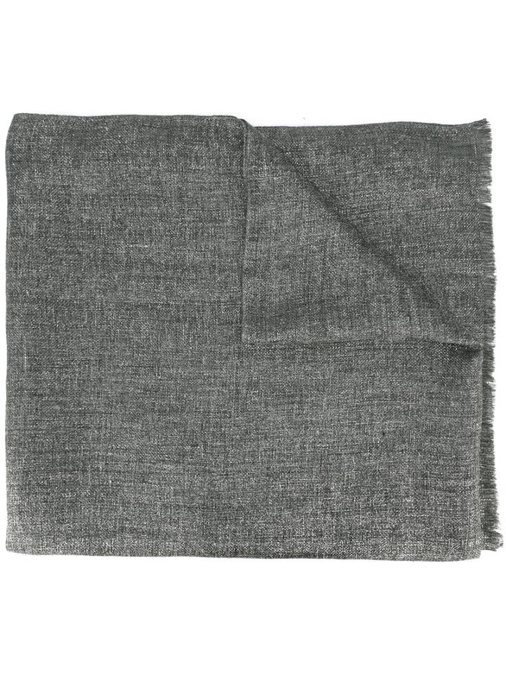 Brunello Cucinelli Tweed Scarf, Women's, Grey, Linen/flax/polyamide/polyester