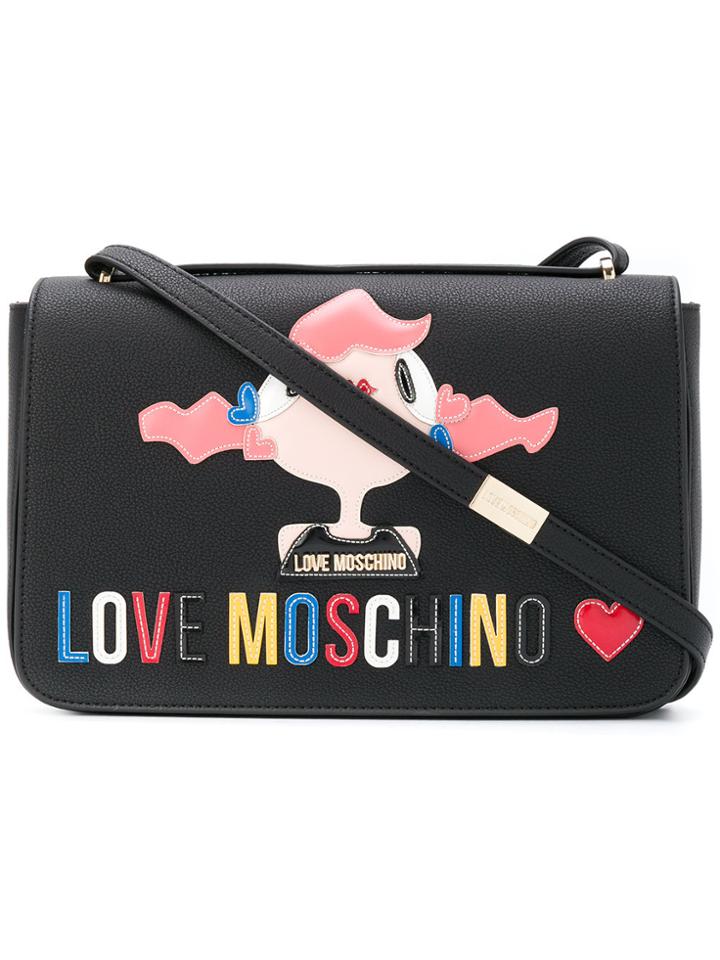 Love Moschino Appliqué Logo Shoulder Bag - Black