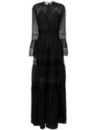Zuhair Murad Floral Lace Inserts Long Dress - Black