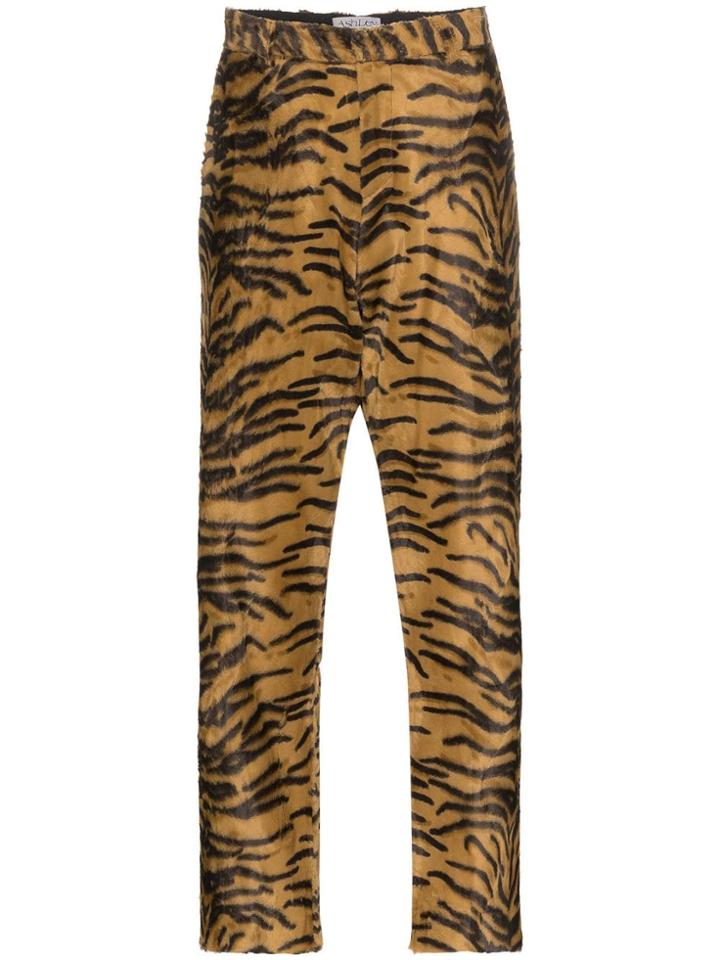Ashley Williams Tiger Print Faux Fur Executive Trousers - Black