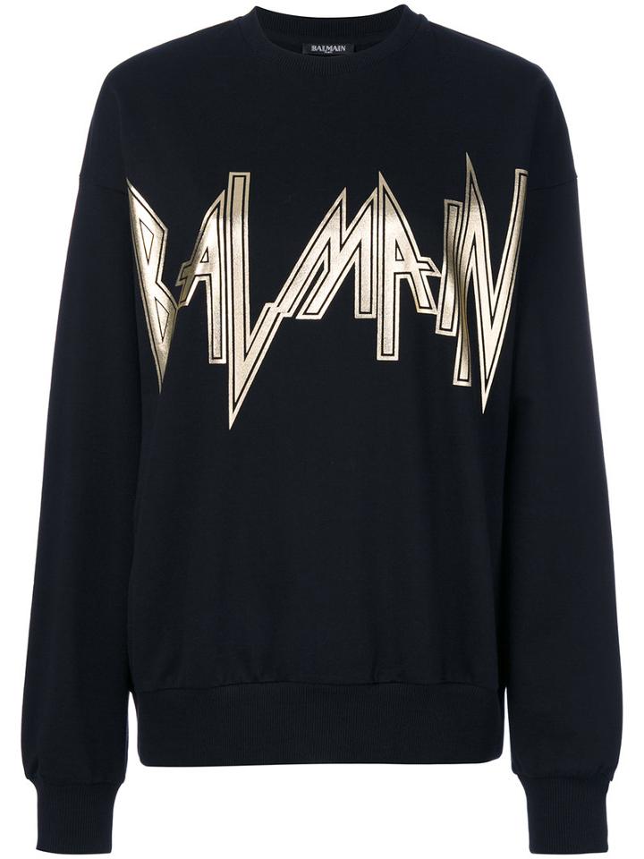 Balmain - Logo Print Sweatshirt - Women - Cotton - 36, Black, Cotton