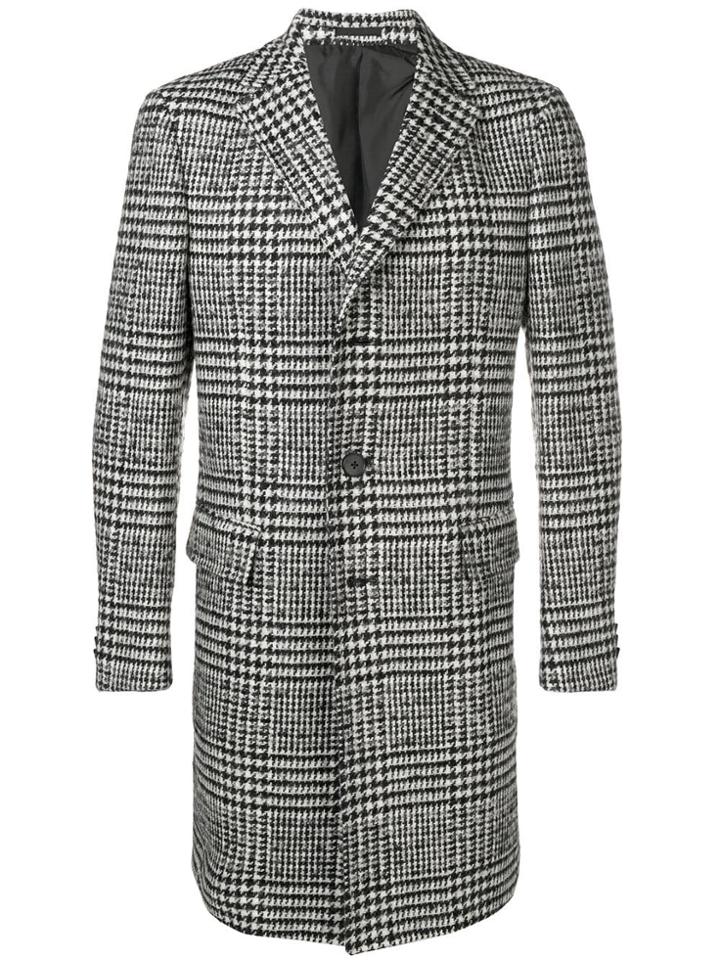 Z Zegna Checked Single-breasted Coat - Black