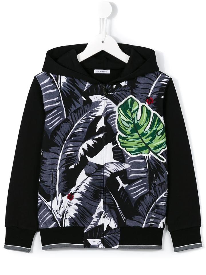 Dolce & Gabbana Kids 'banana Leaf' Hoodie, Boy's, Size: 8 Yrs, Black
