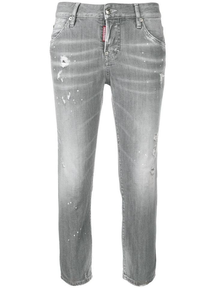 Dsquared2 Stonewashed Skinny Crop Jeans - Grey