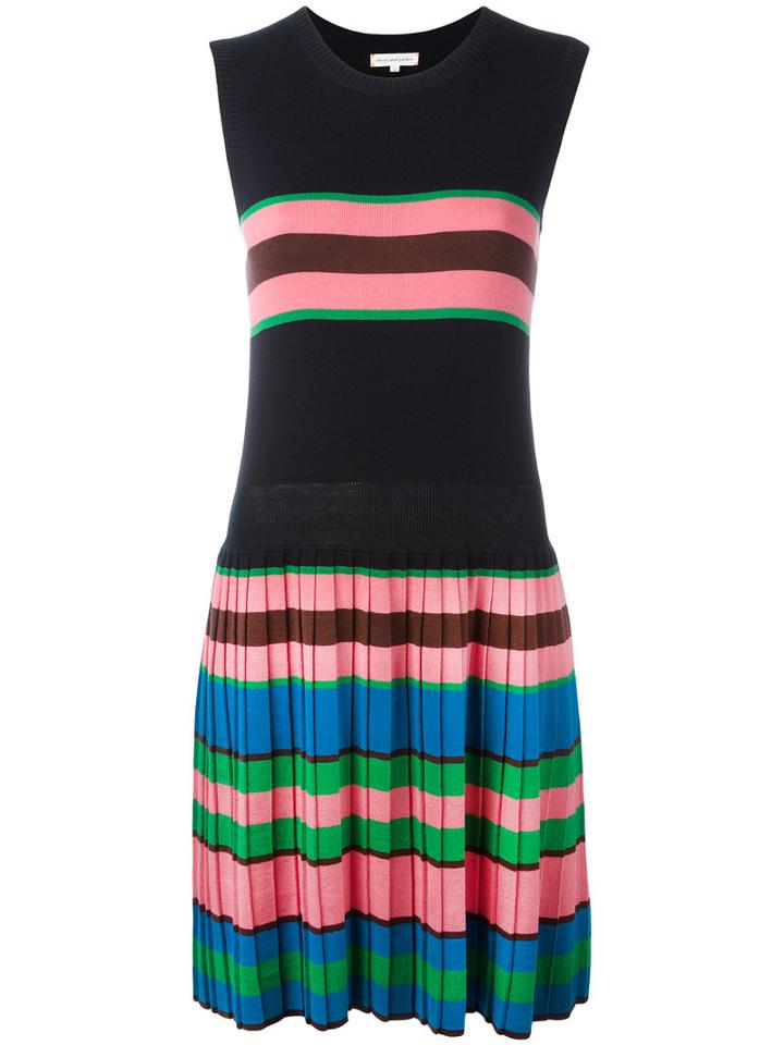 Chinti And Parker Pleated Knitted Dress, Women's, Size: Xs, Blue, Silk/cotton