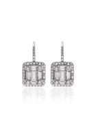 Mindi Mond White Gold Classic Clarity Halo Diamond Earrings - Metallic