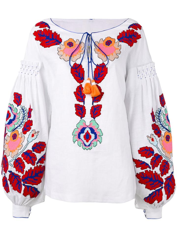 Yuliya Magdych - 'eden Tree' Embroidered Blouse - Women - Linen/flax - M, White, Linen/flax