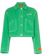 Heron Preston Ctnmb Embroidered Cropped Denim Jacket - Green