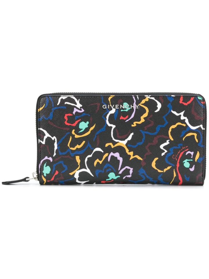 Givenchy Floral Print Zip Purse - Black