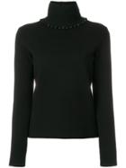 Thom Browne Bridal Button Merino Wool Turtleneck - Black