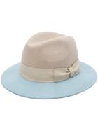 Woolrich Bow-detailed Two-tone Fedora - Nude & Neutrals