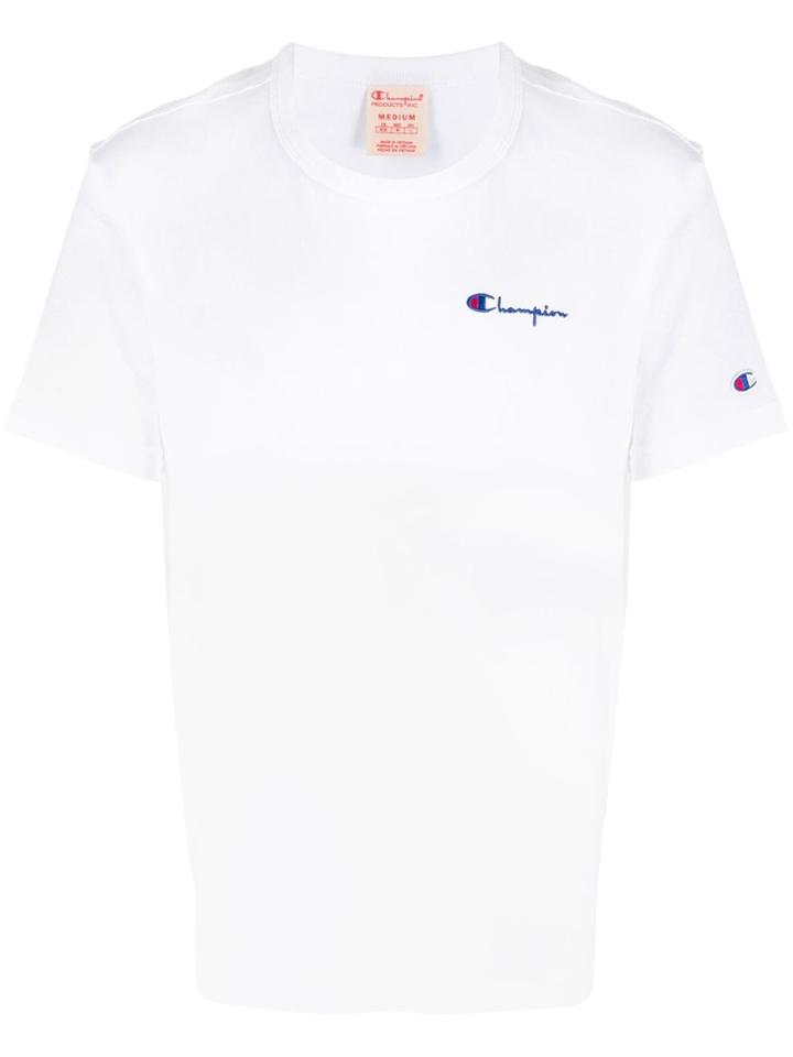 Champion Logo Embroidered Crewneck T-shirt - White
