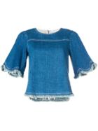 See By Chloé Frayed Denim Top - Blue
