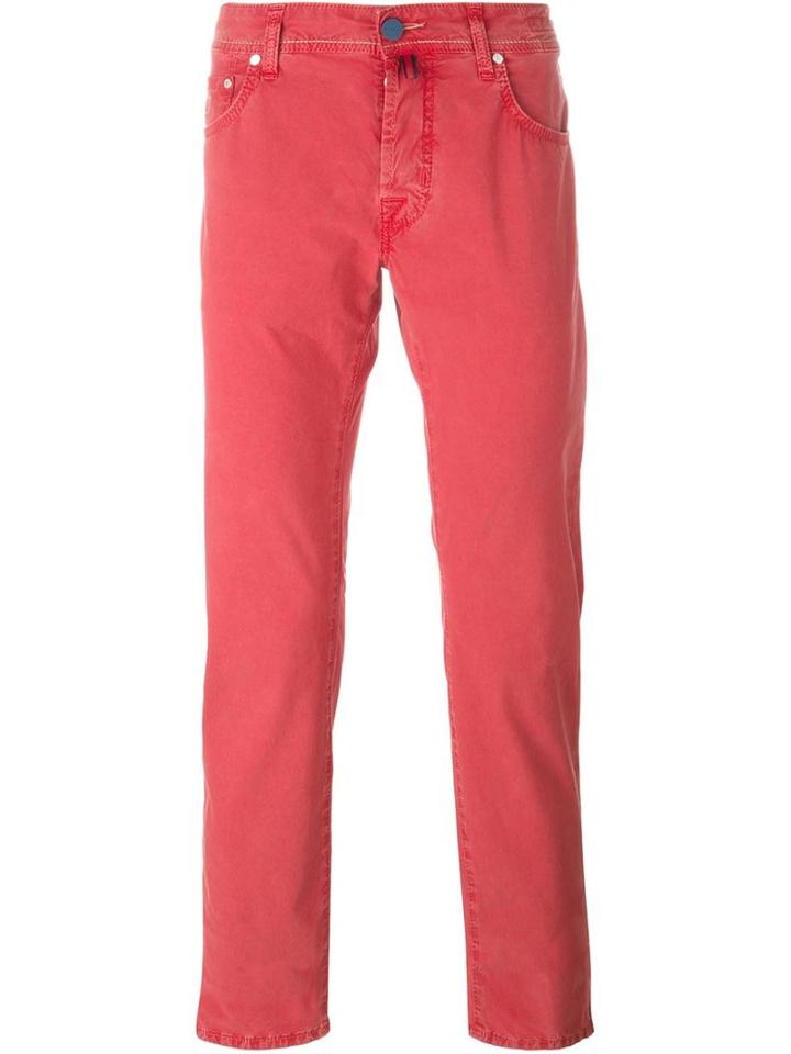 Jacob Cohen Slim Fit Chinos, Men's, Size: 42, Red, Cotton/spandex/elastane