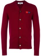 Comme Des Garçons Play V Neck Cardigan, Men's, Size: Xl, Red, Wool