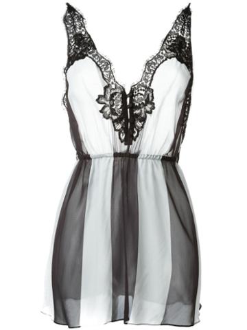 Rosamosario Lace Application Striped Camisole, Women's, Size: 44, Black, Polyamide