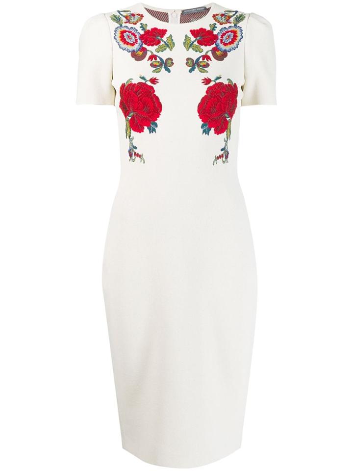 Alexander Mcqueen Floral Jacquard Midi Dress - Neutrals