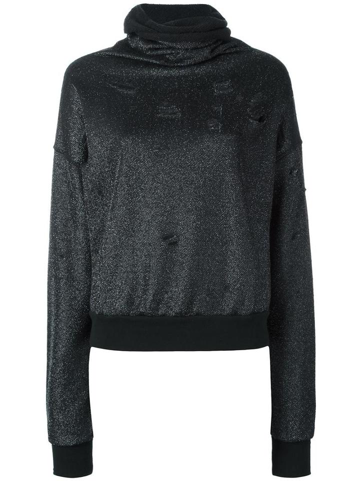 Unravel Project Glitter Effect Distressed Sweatshirt, Women's, Size: Xs, Black, Cotton/polyamide/polyester/wool
