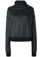 Unravel Project Glitter Effect Distressed Sweatshirt, Women's, Size: Xs, Black, Cotton/polyamide/polyester/wool