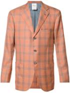 Kiton Plaid Blazer, Men's, Size: 52, Yellow/orange, Cashmere/silk