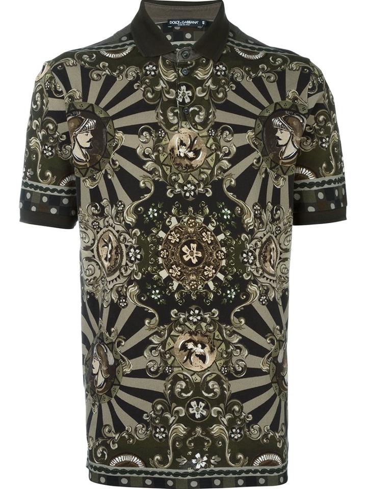 Dolce & Gabbana All-over Floral Polo Shirt, Men's, Size: 50, Green, Cotton