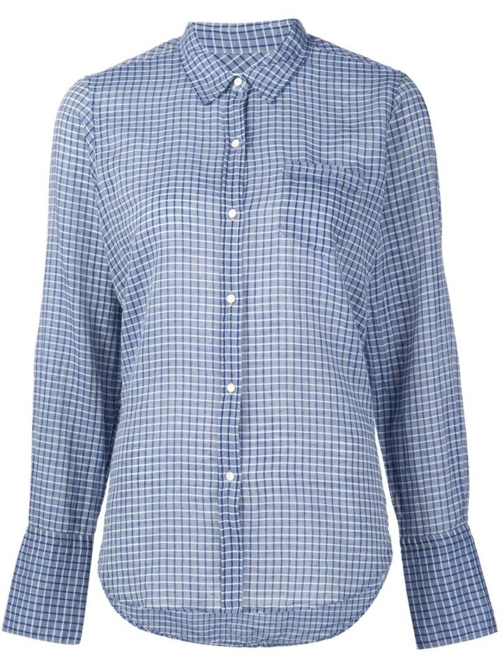 Nili Lotan Chest Pocket Checked Shirt, Women's, Size: Xs, Blue, Cotton