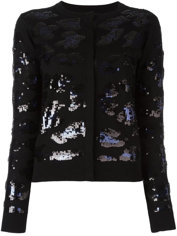 Sibling Sequin Embellished Cardigan, Women's, Size: Medium, Black, Merino