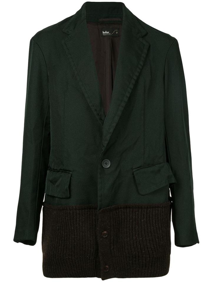 Kolor Single-breasted Two-tone Coat