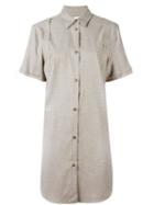 Mm6 Maison Margiela Raw Detail Shirt Dress, Women's, Size: 42, Grey, Viscose/wool