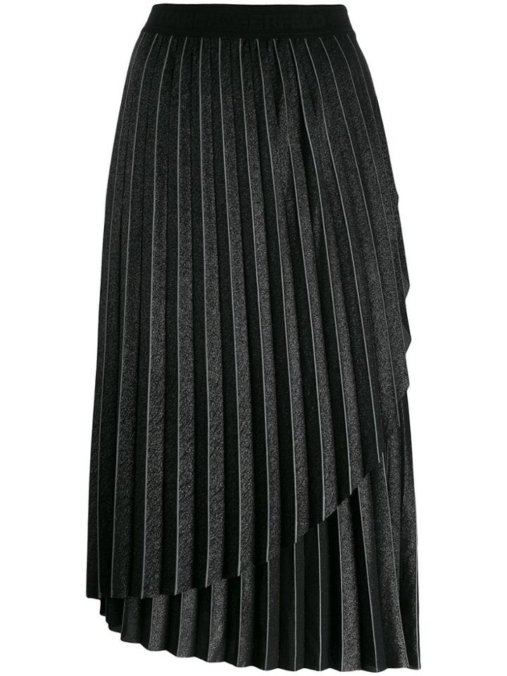 Karl Lagerfeld Metallic Pleated Skirt - Grey