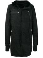 10sei0otto Midi Overdyed Hooded Coat - Black