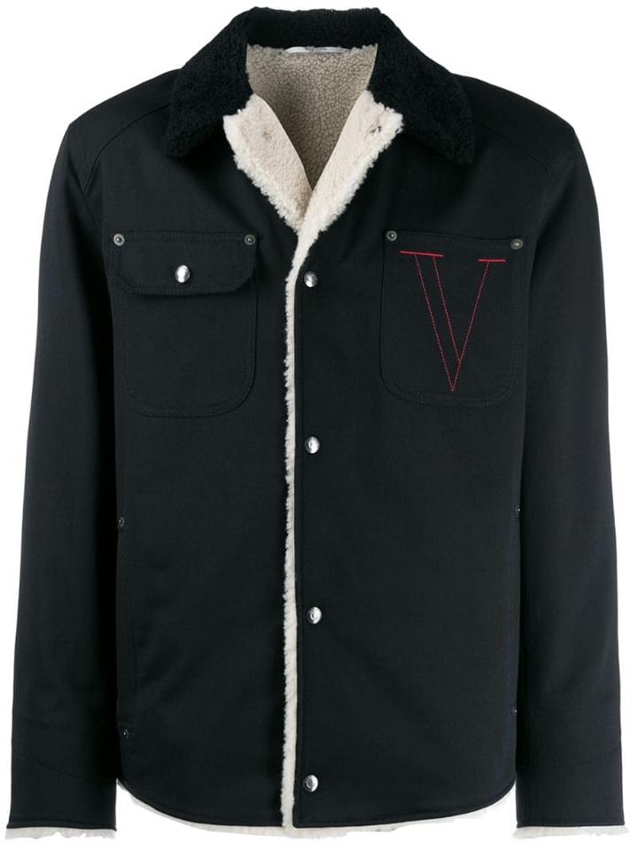 Valentino Embroidered V Jacket - Blue