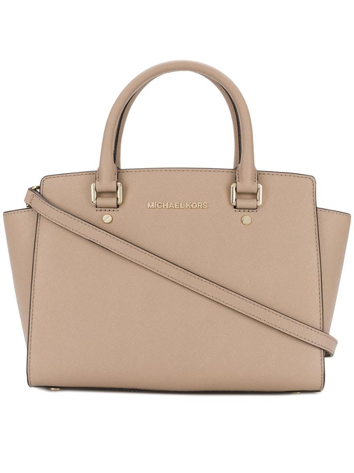 Michael Michael Kors Selma Saffiano Medium Satchel - Nude & Neutrals