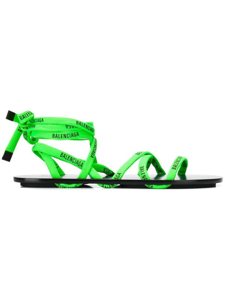 Balenciaga Lace Flat Sandals - Black