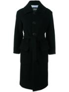 Dsquared2 Long Belted Coat, Women's, Size: 40, Black, Cotton/polyamide/polyester/virgin Wool